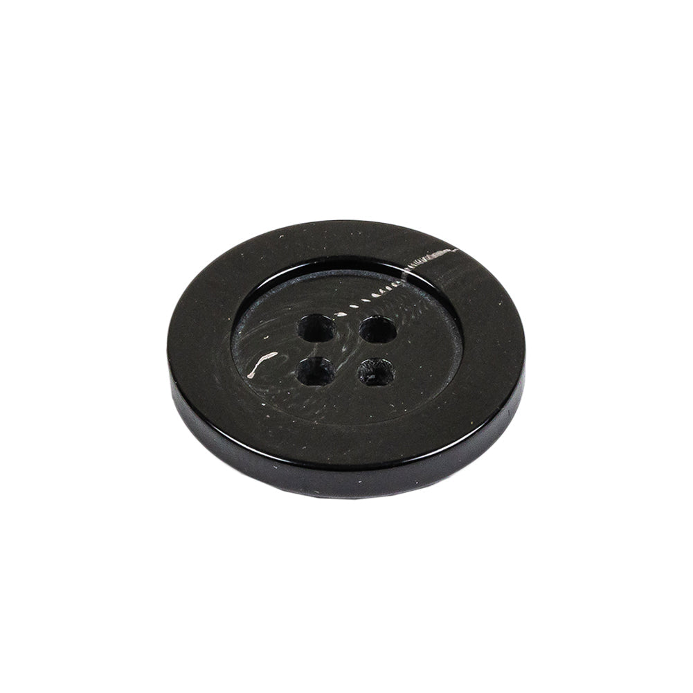 Italian Shiny Black 4-Hole Plastic Button - 36L/23mm