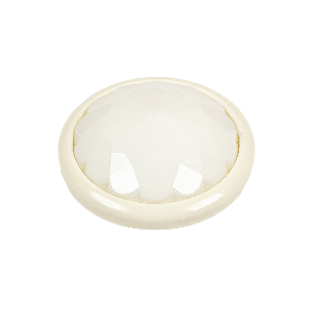 Italian White Faceted Dome Self Back Plastic Button - 40L/25.5mm
