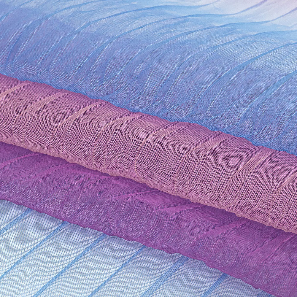 Blue, Purple and Pink Ombre Pleated Tulle