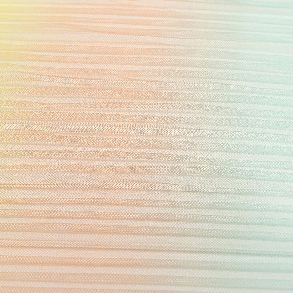 Green, Yellow and Orange Ombre Stripes Pleated Tulle