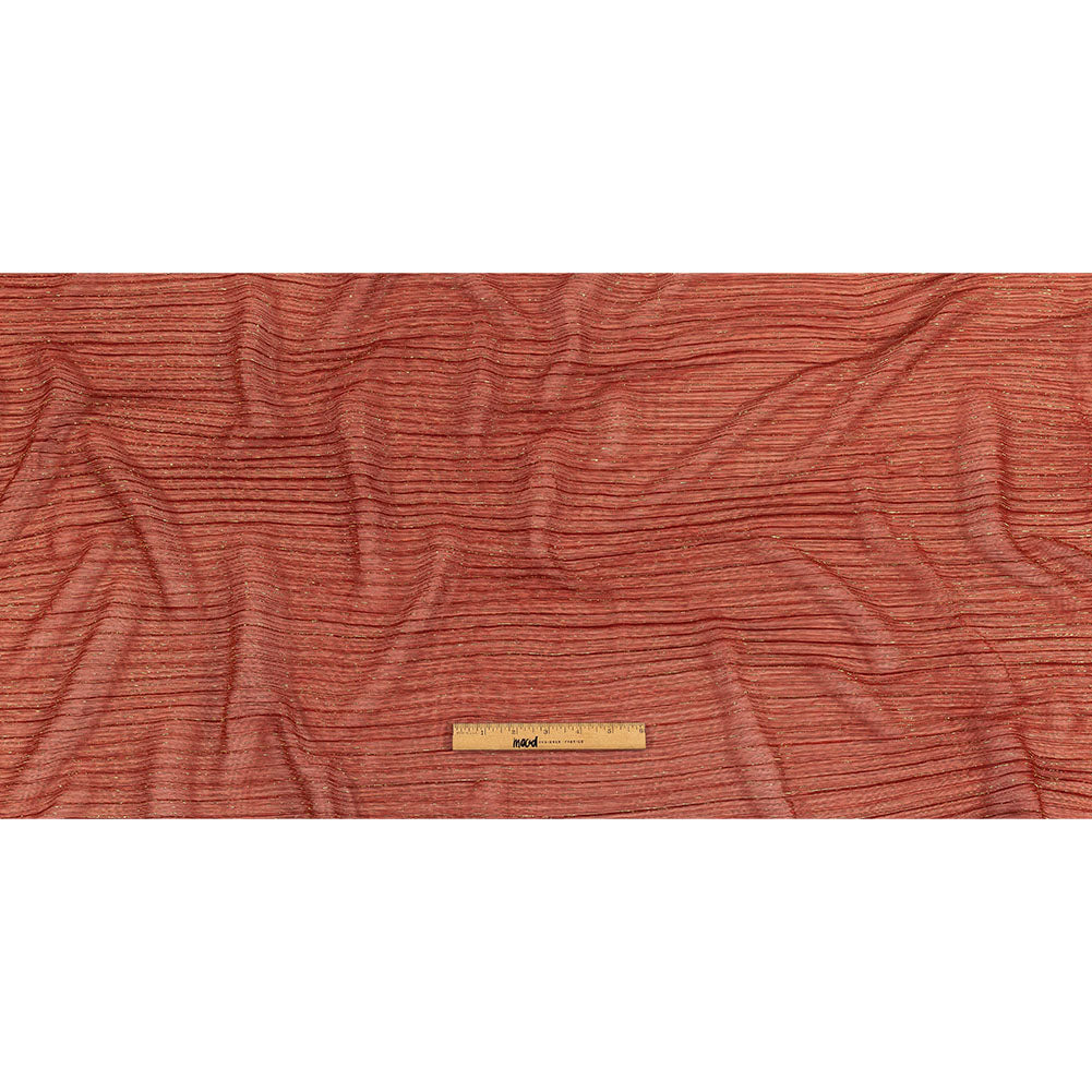 Metallic Stretch Plisse - Tomato and Gold - Natalia Collection