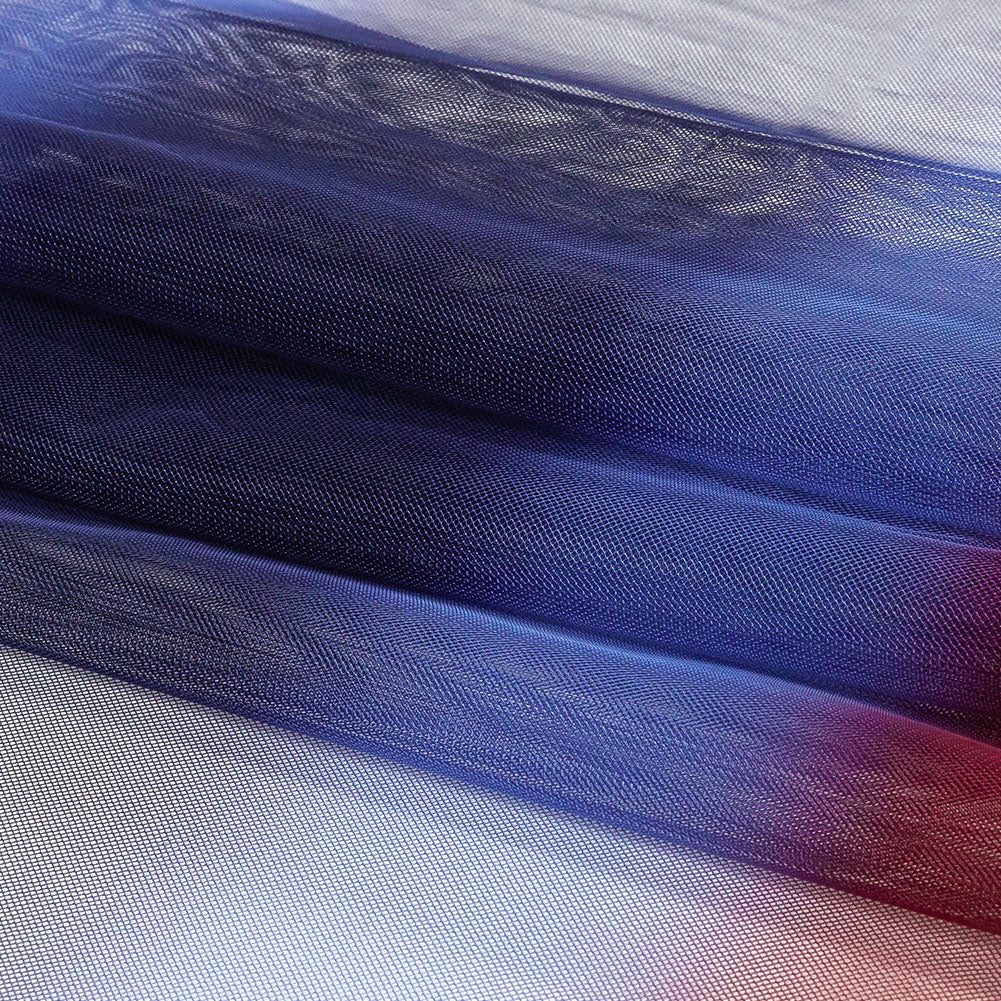 Ombre Stripes Shadow Tulle - Red, Mazarine Blue and Navy
