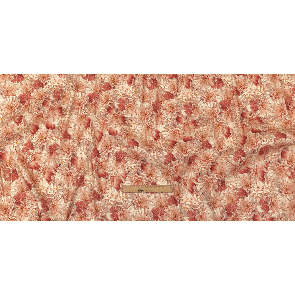 Pink, Red and Gray Packed Florals Stretch Linen and Rayon Woven