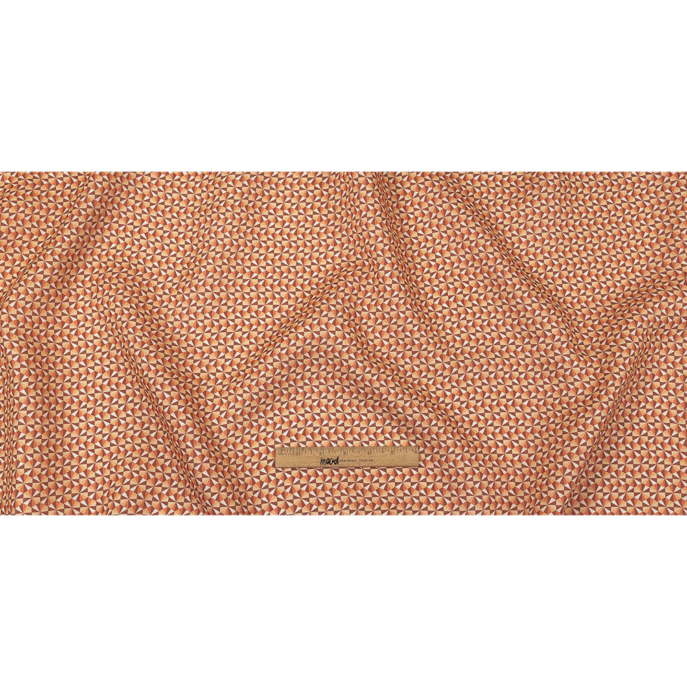 Orange, Pink and Dark Red Hexagon Pinwheels Medium Weight Linen Woven