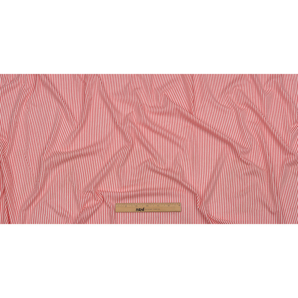 Bubblegum and White Candy Striped Cotton and Rayon Jersey