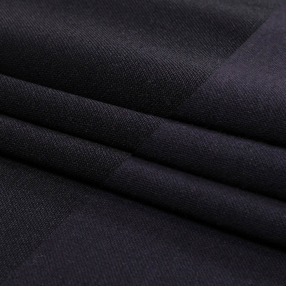 Black and Navy Polyester and Cotton Double Faced Interlock Knit