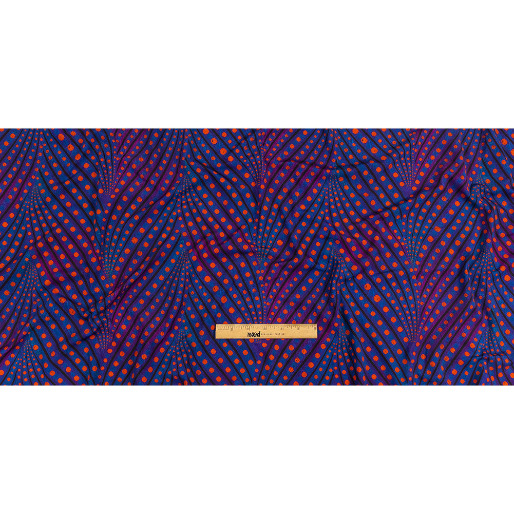 Purple, Limoges Blue and Orangeade Art Deco Feathers UV Protective Compression Swimwear Tricot with Aloe Vera Microcapsules