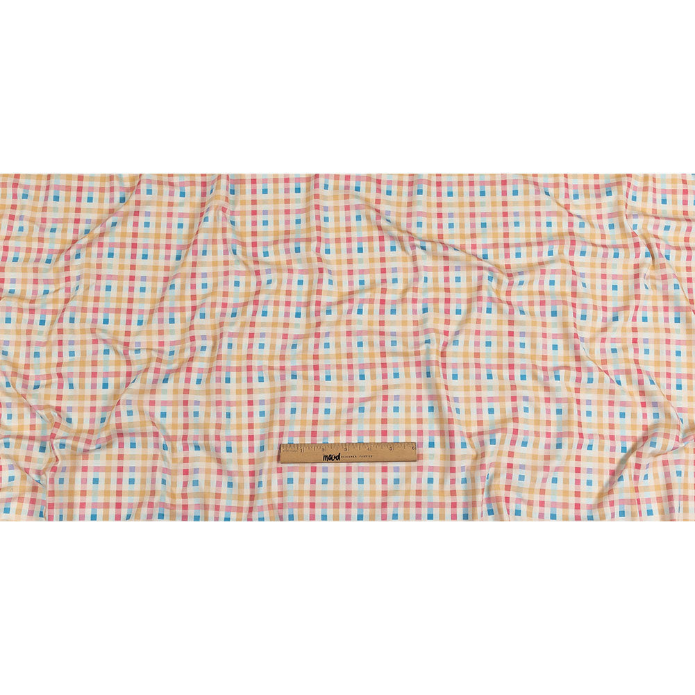 Pastel Yellow, Blue and Pink Little Checks UV Protective Compression Swimwear Tricot with Aloe Vera Microcapsules