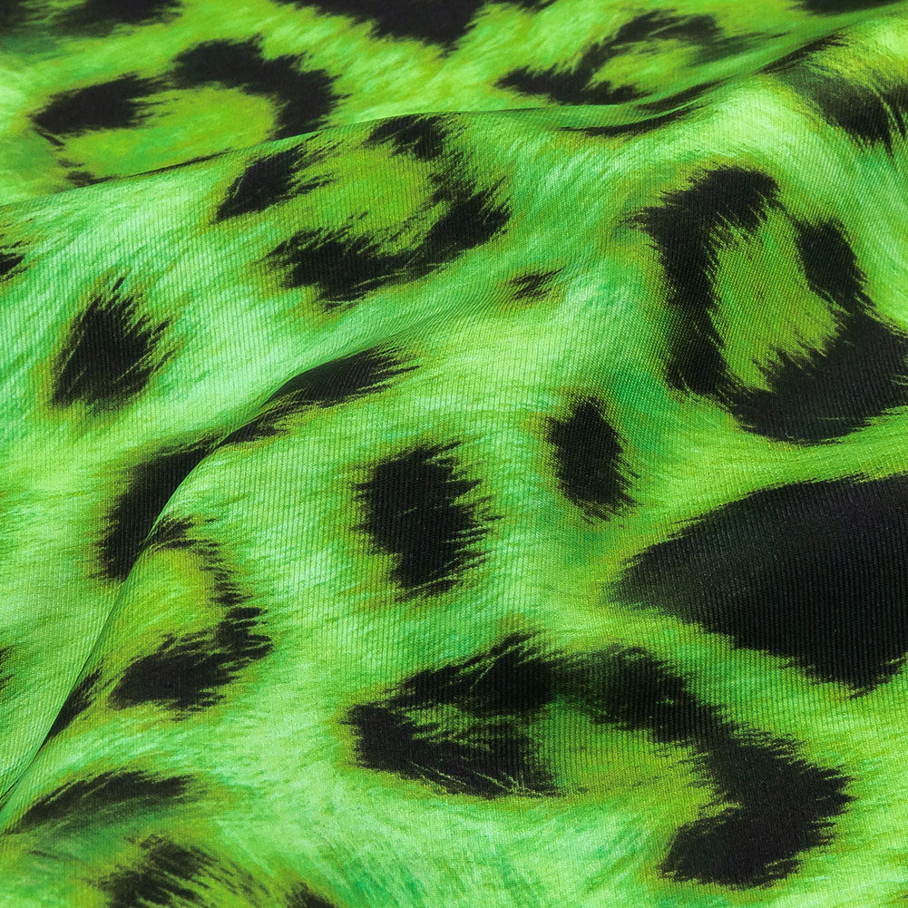 Compression Swimwear Tricot, UV Protective with Aloe Vera Microcapsules - Green Cheetah Spots - Caye Collection