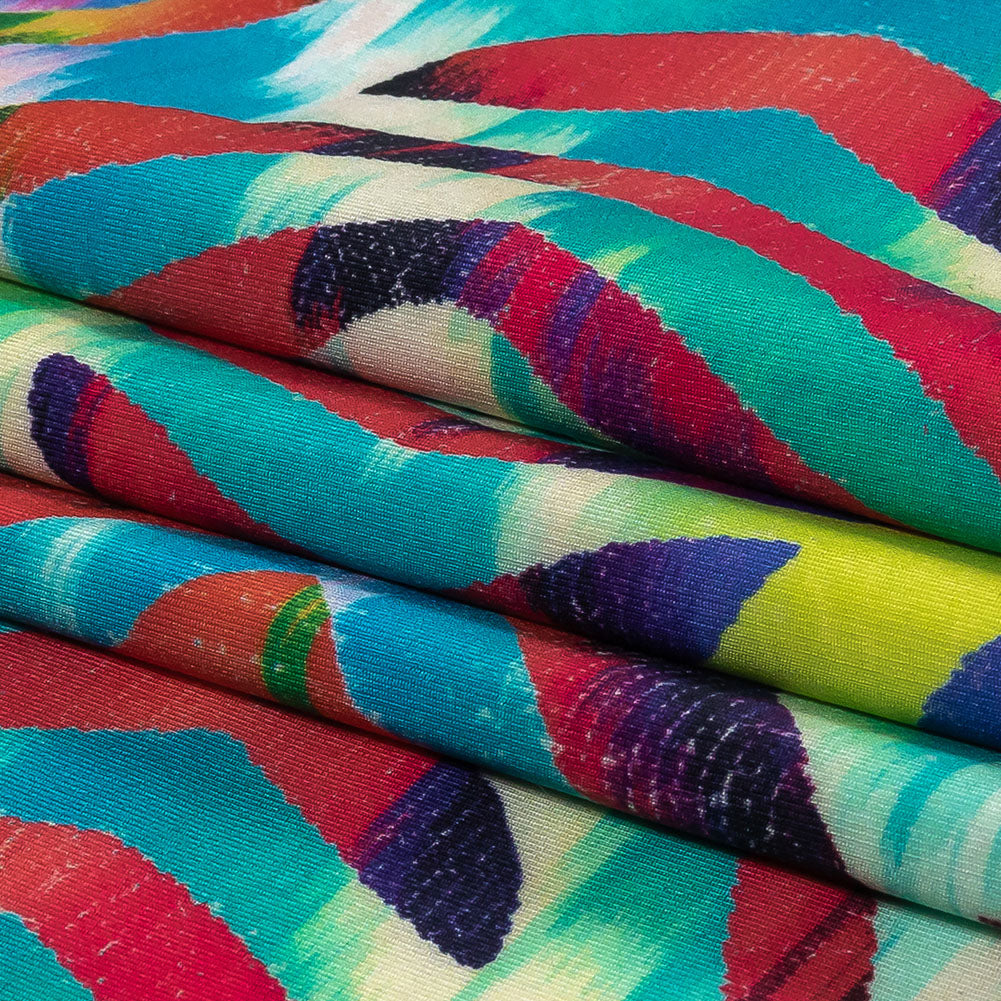 Pink, Teal and Lime Zebra Stripes UV Protective Compression Swimwear Tricot with Aloe Vera Microcapsules