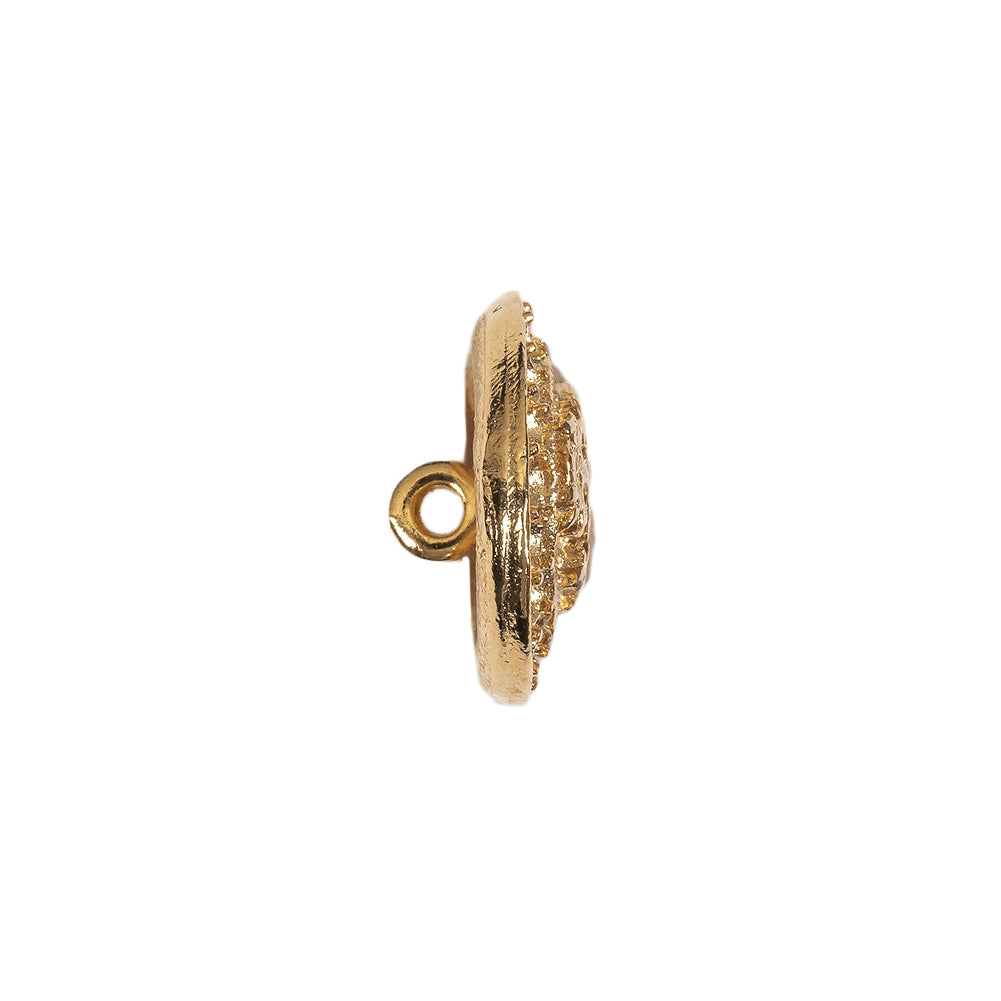 Gold Ornate Crest Metal Shank Back Button - 28L/18mm