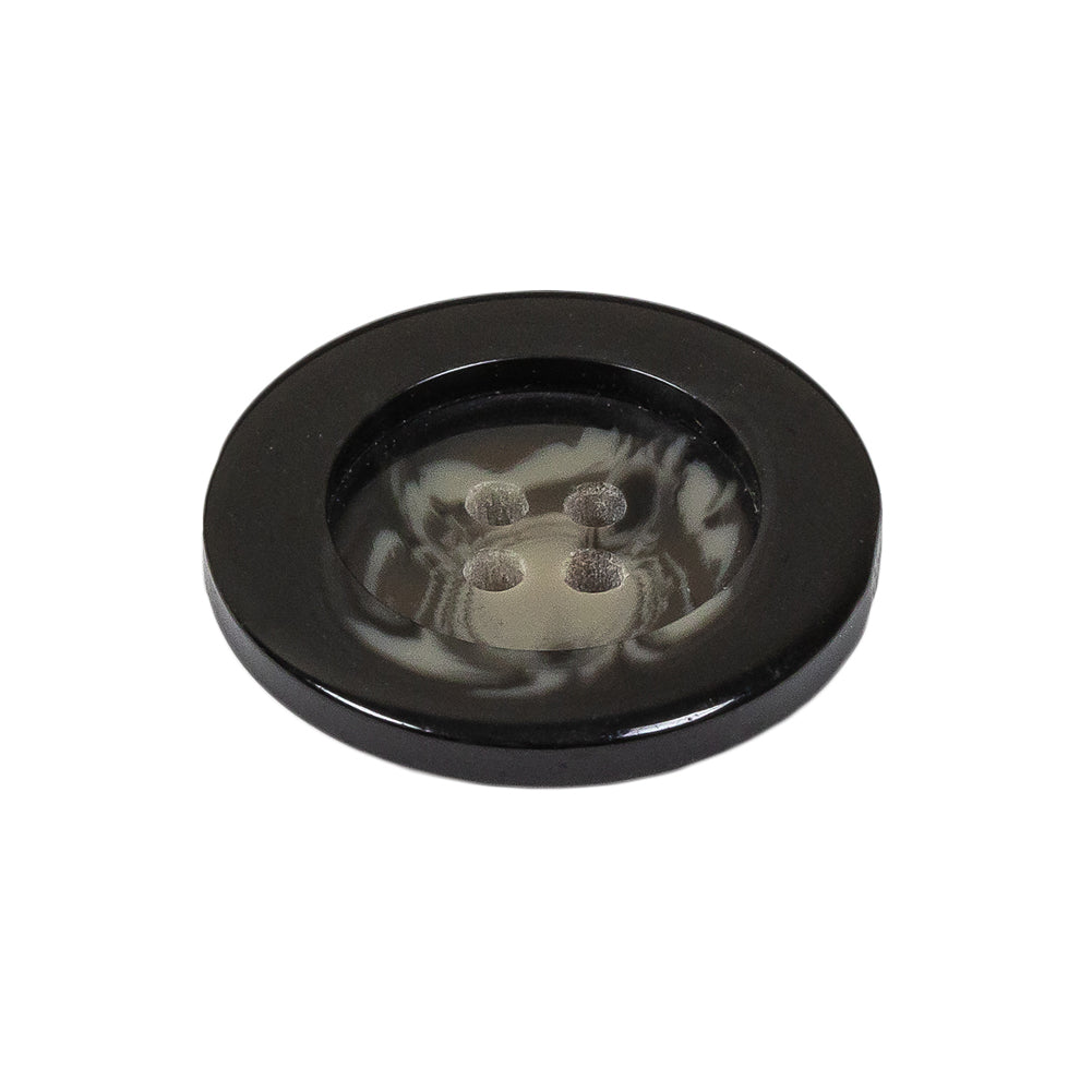 Black, Stone Gray and Beige Translucent Swirls 4-Hole Plastic Button - 40L/25.5mm