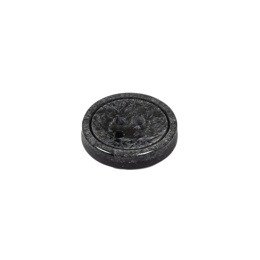 Black and Charcoal Gray Shimmering Swirls 4-Hole Plastic Dish Button - 24L/15mm