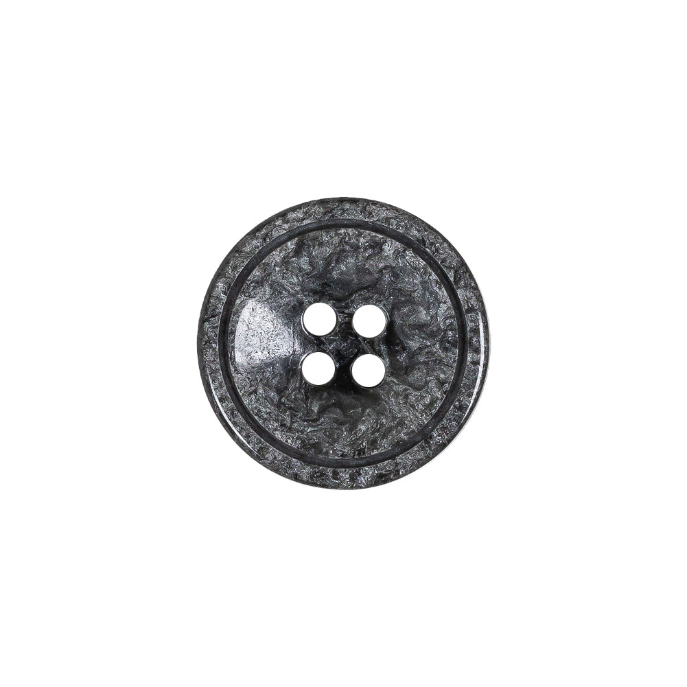 Black and Charcoal Gray Shimmering Swirls 4-Hole Plastic Dish Button - 28L/18mm