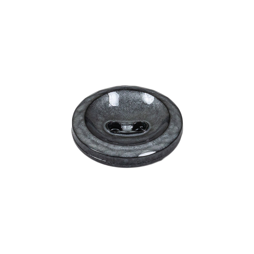 Cool Gray and Black Enamel-Look 2-Hole Plastic Dish Button - 30L/19mm
