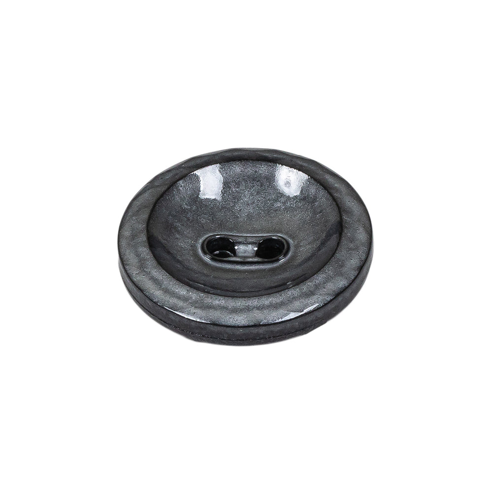 Cool Gray and Black Enamel-Look 2-Hole Plastic Dish Button - 36L/23mm