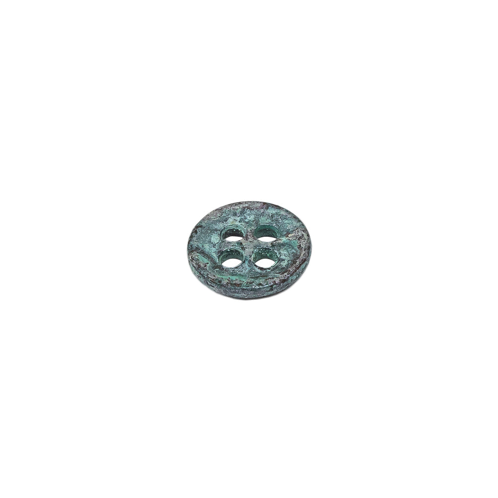 Italian Aqua and Lilac Oxidized Metal 4-Hole Button - 16L/10mm