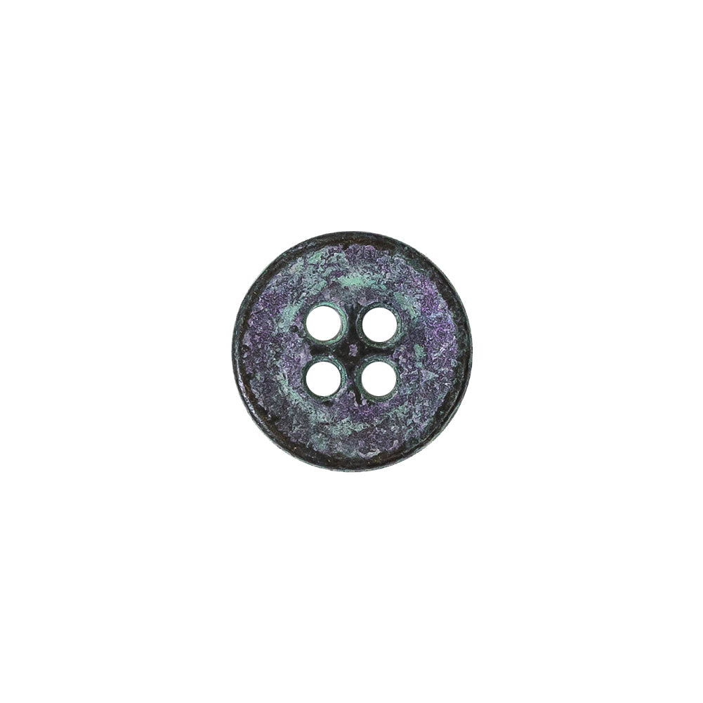 Italian Aqua and Lilac Oxidized Metal 4-Hole Button - 20L/12.5mm