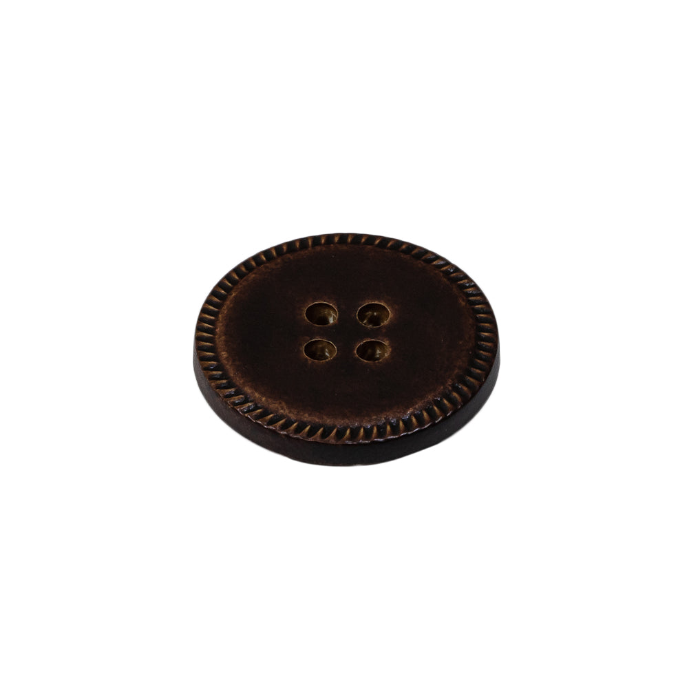 Russet Brown Pie Crust Rim 4-Hole Plastic Button - 32L/20mm