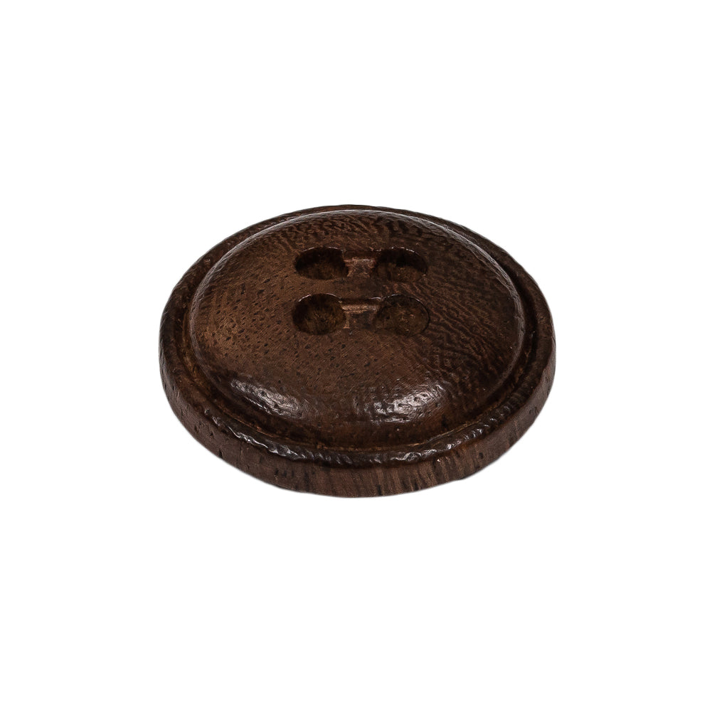 Deep Brown Dome Shaped 4-Hole Wood Button - 38L/24mm