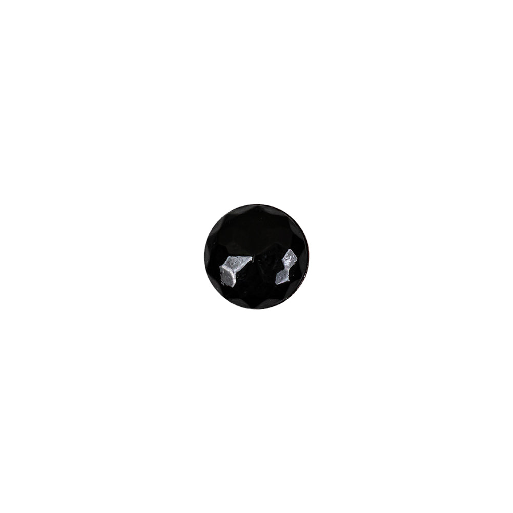Black Faceted Shank Back Glass Button - 12L/7.5mm