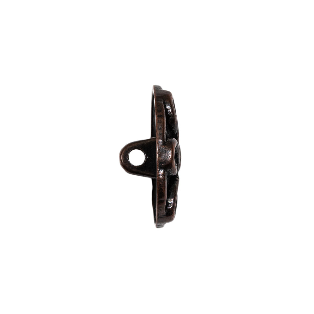 Antique Copper Knotted Floral Metal Shank Back Button - 32L/20mm