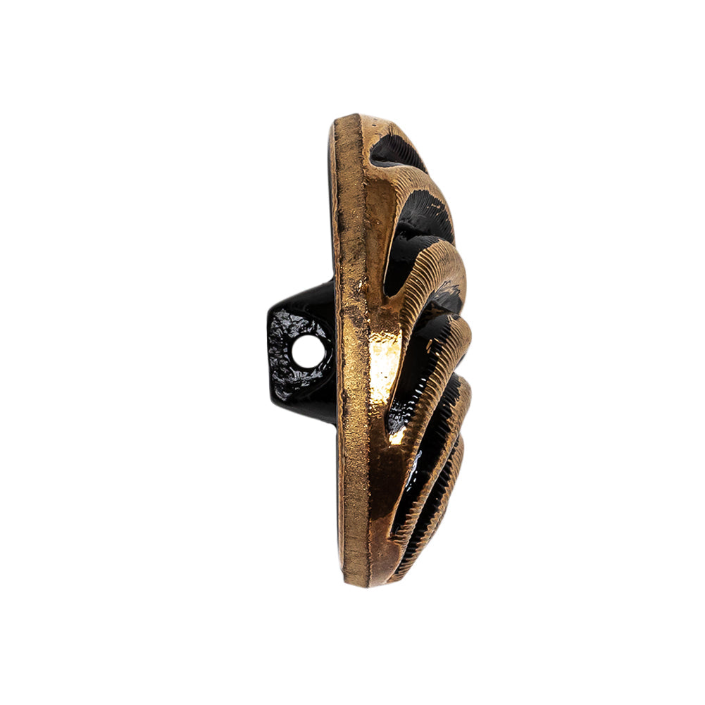 Black and Gold Textured Swirls Glass Shank Back Button - 42L/27mm