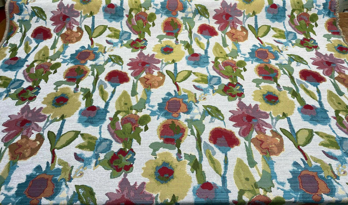 Swavelle Dewey Floral Petals Multi Confetti Jacquard Fabric - Confetti Floral Leaves, 57" Width, 28" Horizontal Repeat (1 Yard)