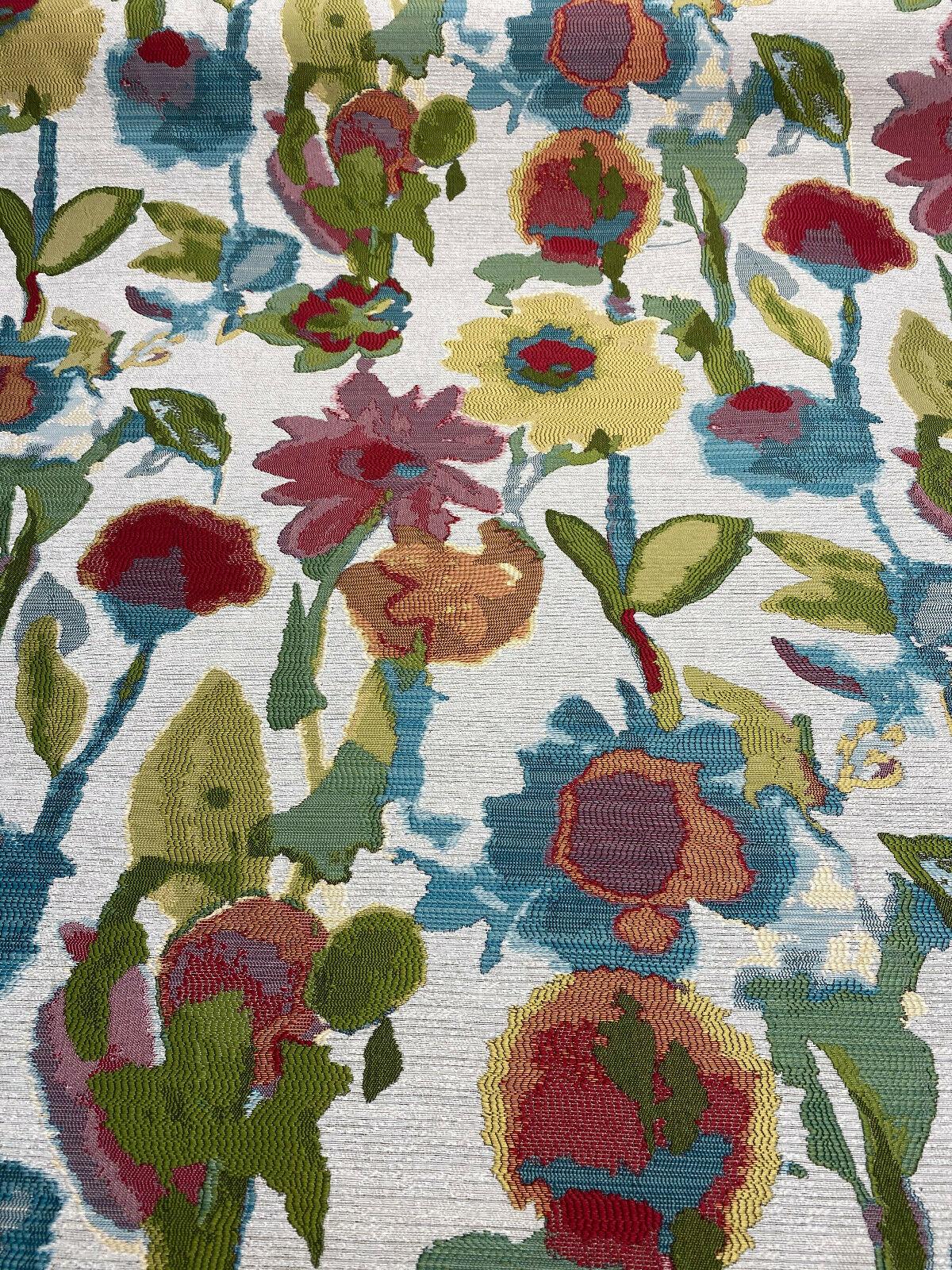Swavelle Dewey Floral Petals Multi Confetti Jacquard Fabric - Confetti Floral Leaves, 57" Width, 28" Horizontal Repeat (1 Yard)