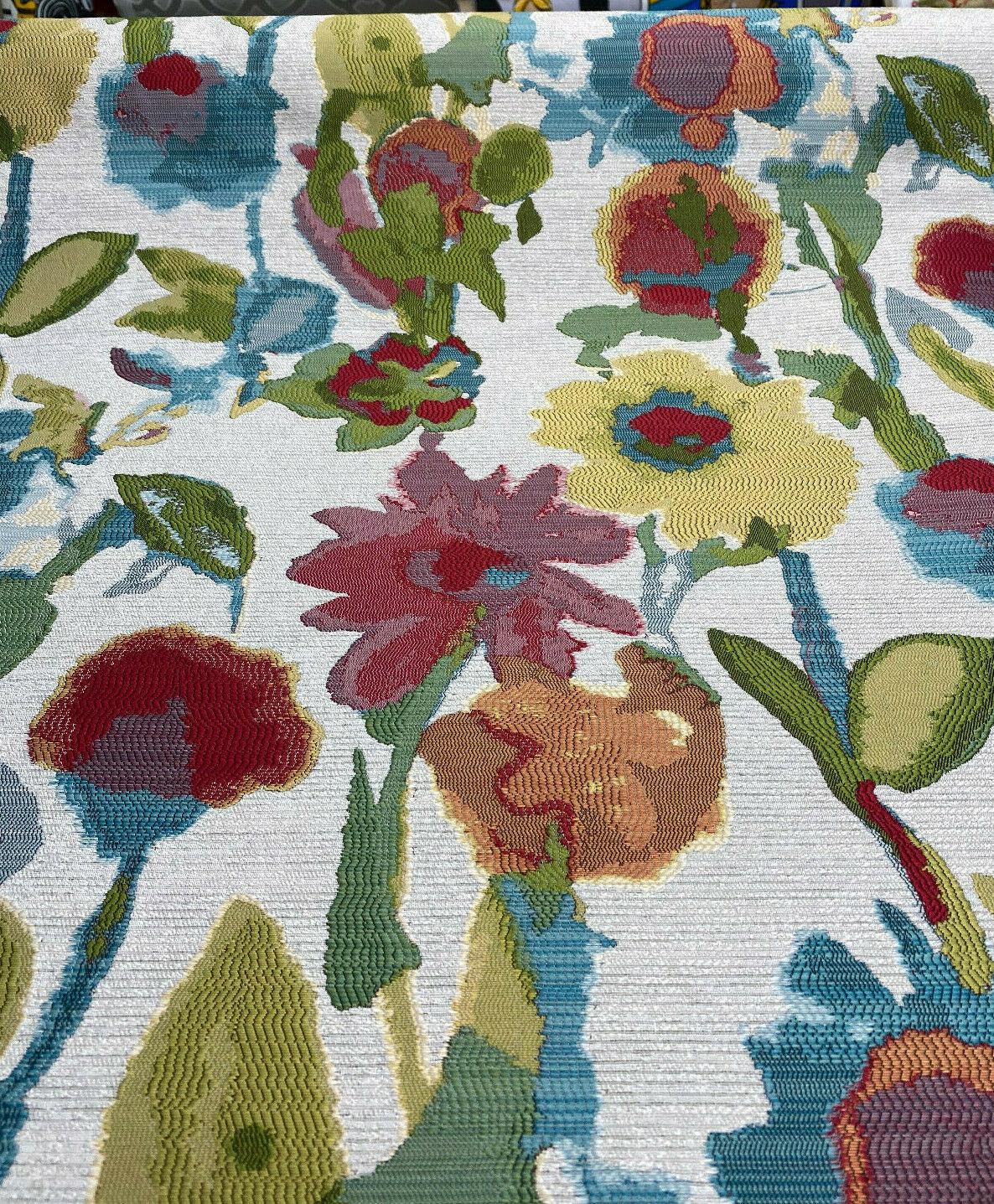 Swavelle Dewey Floral Petals Multi Confetti Jacquard Fabric - Confetti Floral Leaves, 57" Width, 28" Horizontal Repeat (1 Yard)