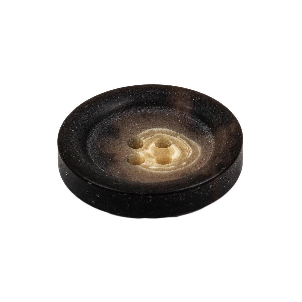 Demitasse and Beige Swirled Semitranslucent 4-Hole Plastic Button - 40L/25.5mm