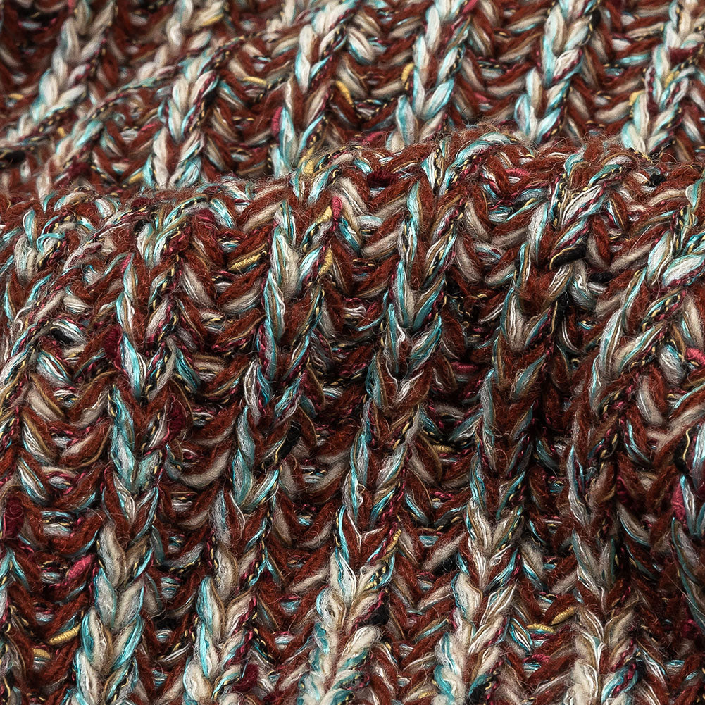Tanager Turquoise, Rust Orange and Striped Mustard Chunky Sweater Knit