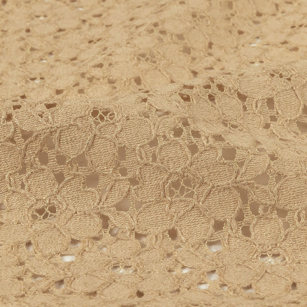 Metallic Gold and Beige Floral Corded Lace