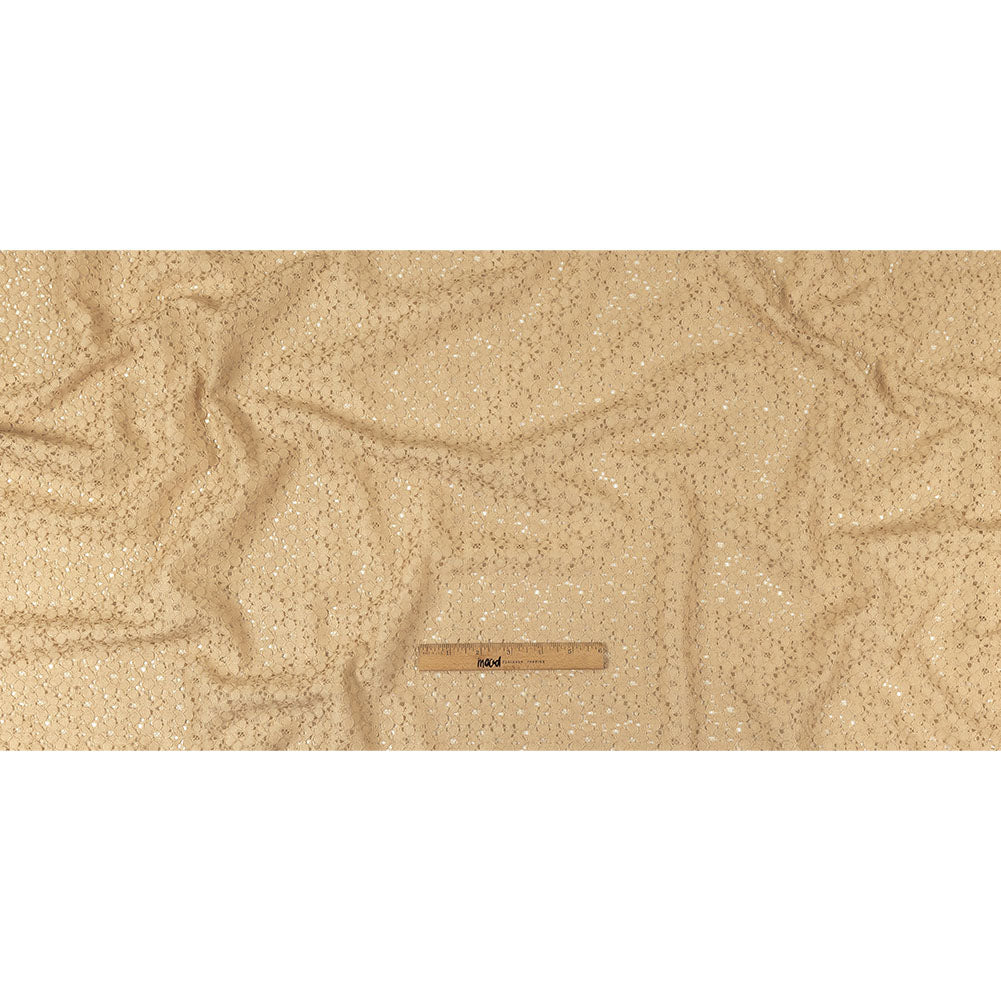 Metallic Gold and Beige Floral Corded Lace
