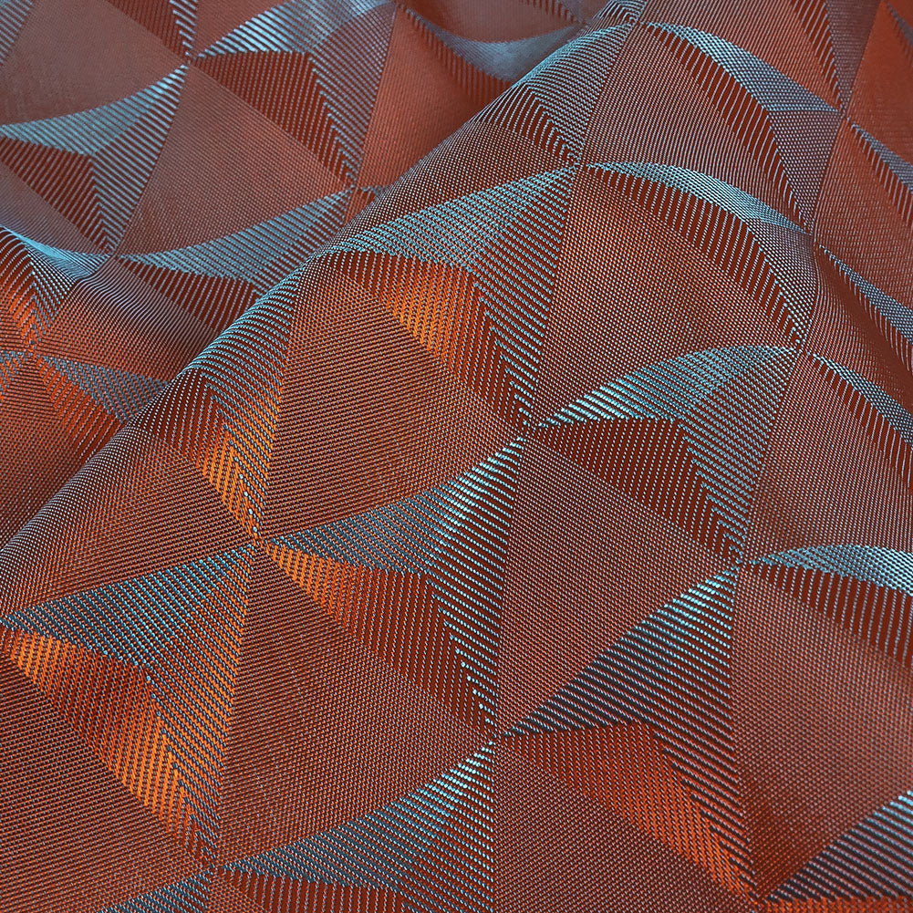 Blue and Orange Bi-Color Triangles Jacquard Lining