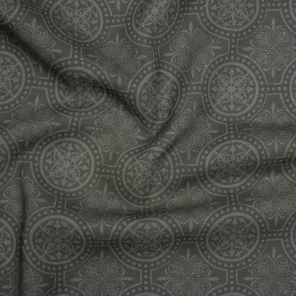 Linen and Rayon Woven Print - Gray Medallions - Mood Exclusive Gawain's Glory