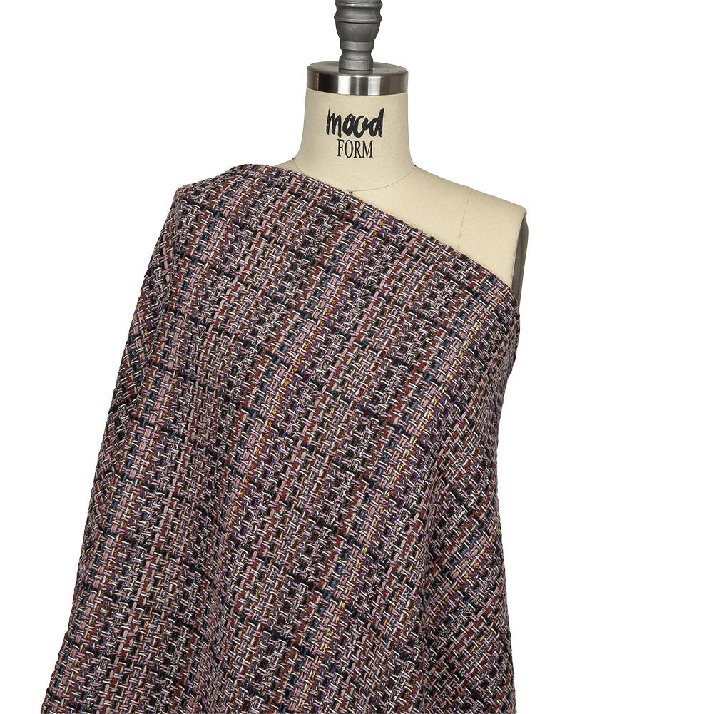 Italian Lilac, Gray and Multicolor Tweedy Plaid Blended Wool Woven