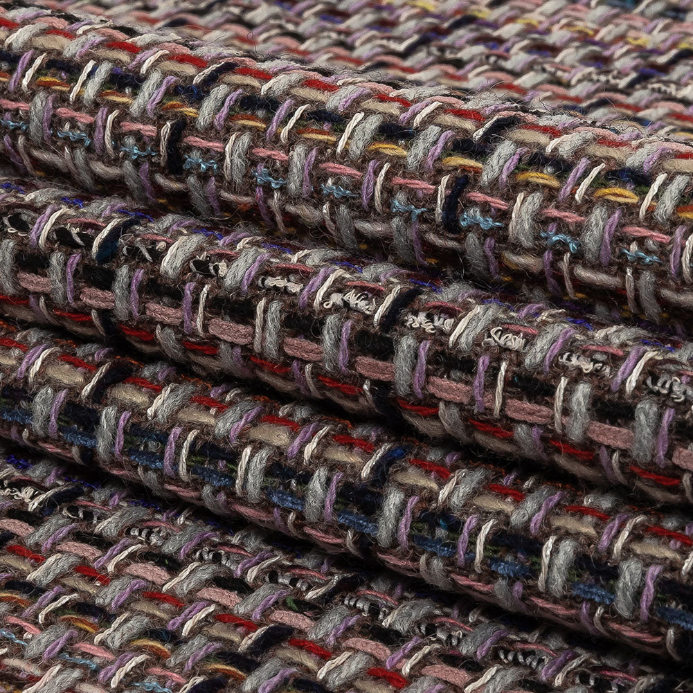 Gray, Navy and Multicolor Tweedy Plaid Blended Wool Woven
