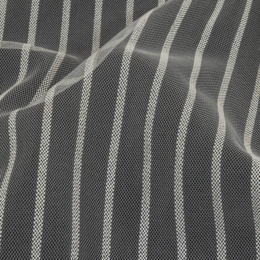 Embroidery Striped Tulle - White - Elsinore Collection