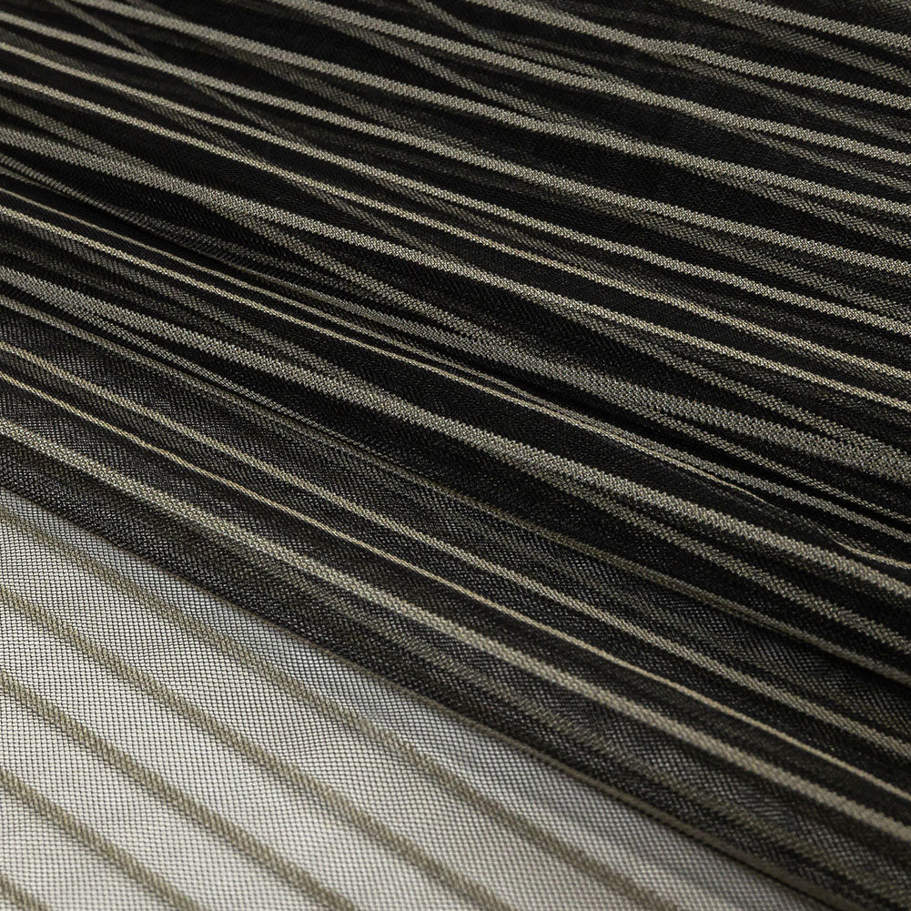 Embroidery Striped Tulle - Black and Gray - Elsinore Collection