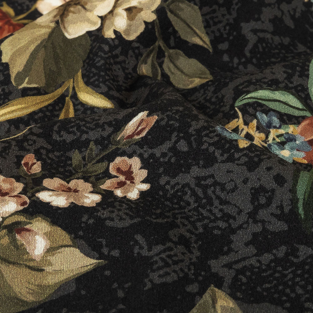 Mood Exclusive Charcoal Garden of Eden Stretch Cotton Sateen