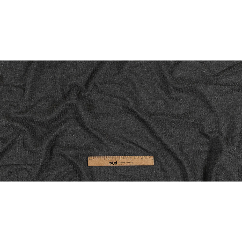 Charcoal Heathered Polyester Waffle Sweater Knit