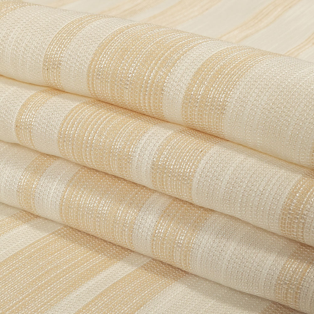 Pale Gold and Ivory Striped Polyester Woven