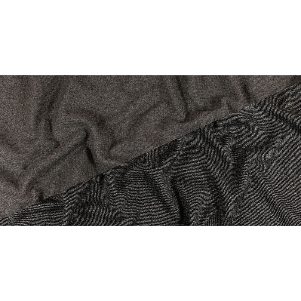 Black and Gray Diagonal Stripes Blended Wool Twill Double Cloth Coating