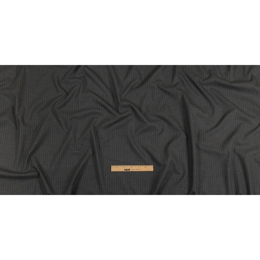 Gray and Beige Pinstriped Cotton and Polyester Suiting