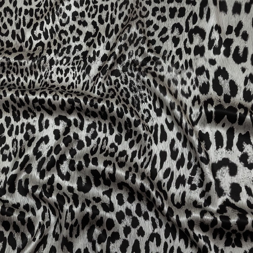 Mood Exclusive Italian White and Black Leopard Silk Charmeuse Panel