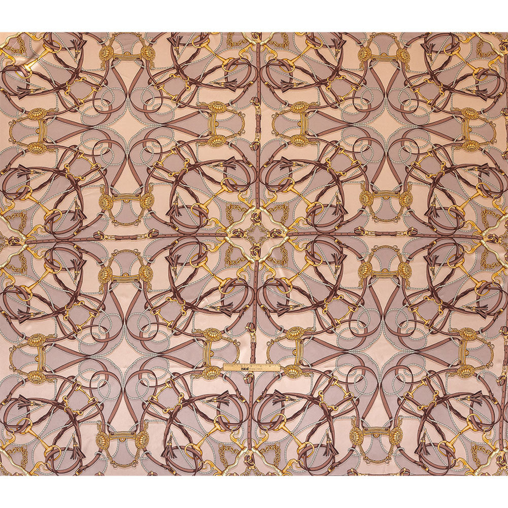 Mood Exclusive Italian Beige, Taupe and Gold Bridles and Reins Silk Charmeuse Panel