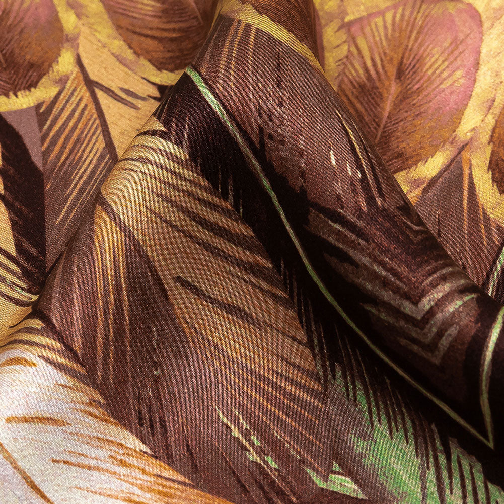 Mood Exclusive Italian Cream Blush and Sage Feathered Chevrons Silk Charmeuse Panel