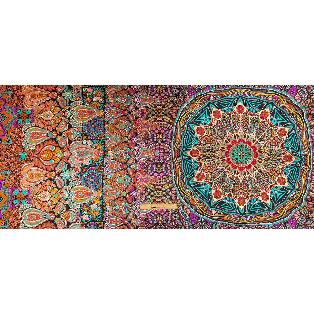 Mood Exclusive Italian Red, Green and Pink Medallion Silk Charmeuse Panel