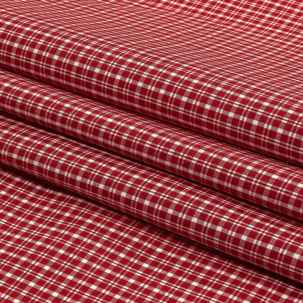 Pima Cotton Shirting - Red and White Plaid